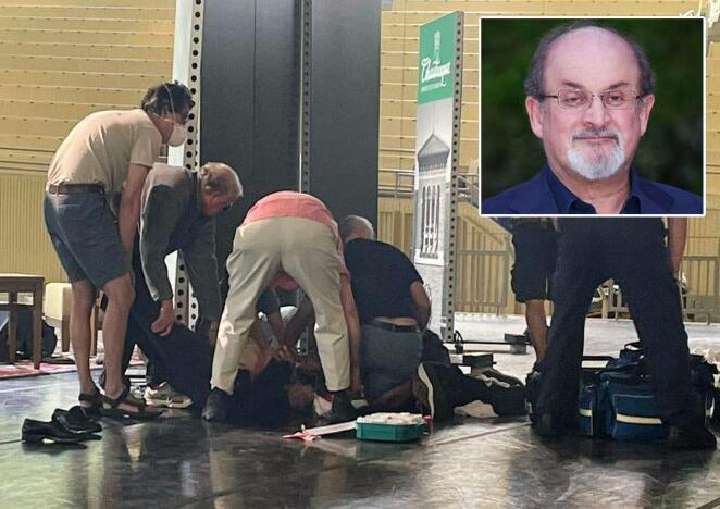 Condemned Salman Rushdie knife attack in New York