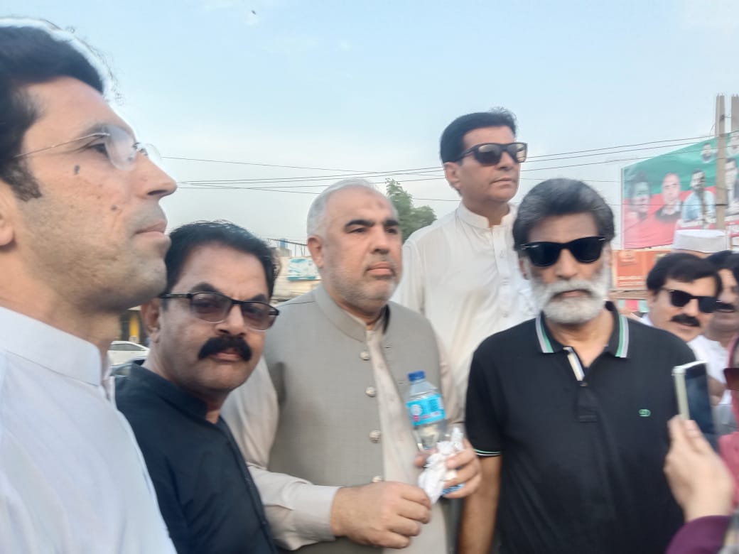 PTI activists led by Tehsil President Malik Muzzafar Karim attend Swabi protest for the release of Imran Khan