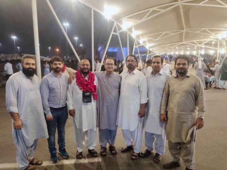 Prominent educationist Syed Tanveer Bukhari arrived his native city after performing Haj