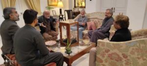 Former Premier Shahid Khaqan Abbasi at Sahibzada Usman Abbasi residence in Dera Nawab Sahib