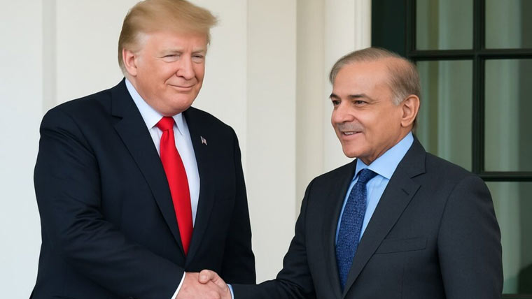 "President Donald Trump shared a tweet by Pakistani Prime Minister Shehbaz Sharif on social media."
