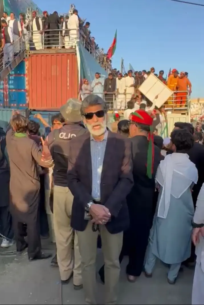 "Pakistan Tehreek-e-Insaf's Tehsil President Hafiz Malik Muzaffar Karim Mughal, along with his colleagues, participated in the PTI Mardan rally."