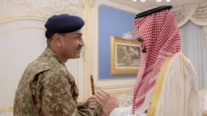 Field Marshal met Saudi Defence Minister Prince Khalid bin Salman, resolved to continue defence cooperation.