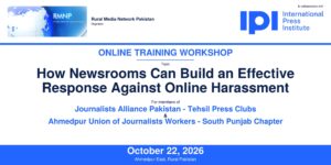 IPI–RMNP Training to Address Online Harassment of Journalists on October 22