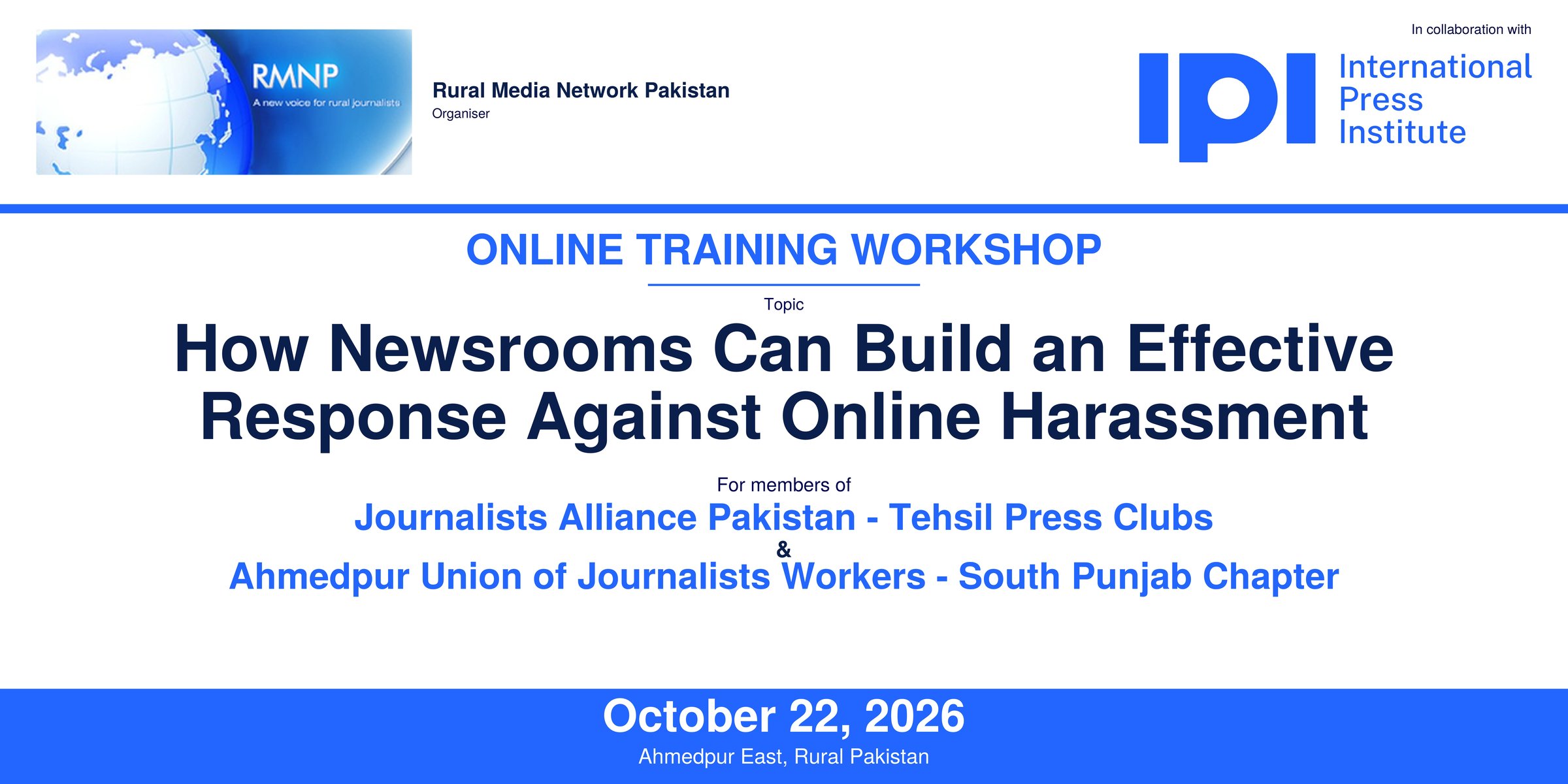 IPI–RMNP Training to Address Online Harassment of Journalists on October 22